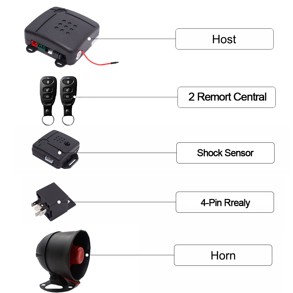 One Way Negative Trigger Car Security System Car Alarms Kit De Alarmas Para Autos